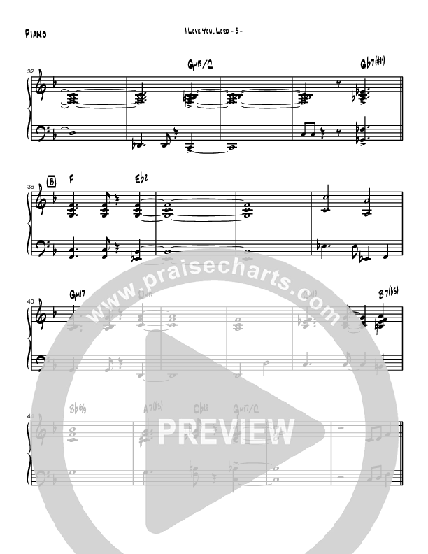 I Love You Lord (Instrumental) Piano Sheet (Brad Henderson)