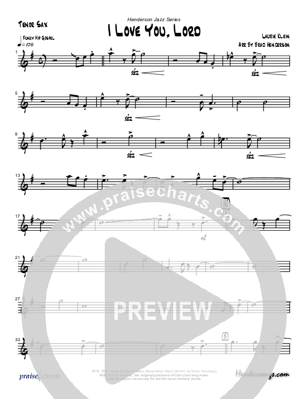 I Love You Lord (Instrumental) Tenor Sax 2 (Brad Henderson)