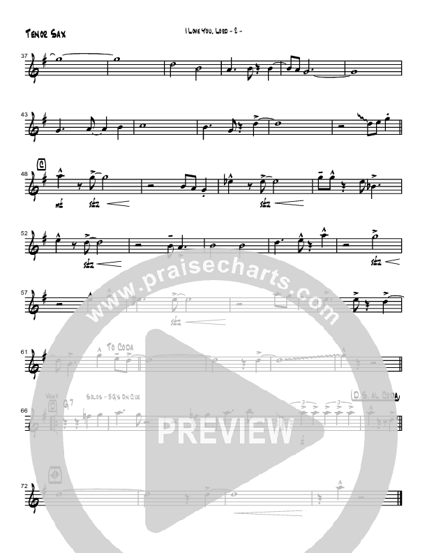 I Love You Lord (Instrumental) Tenor Sax 2 (Brad Henderson)