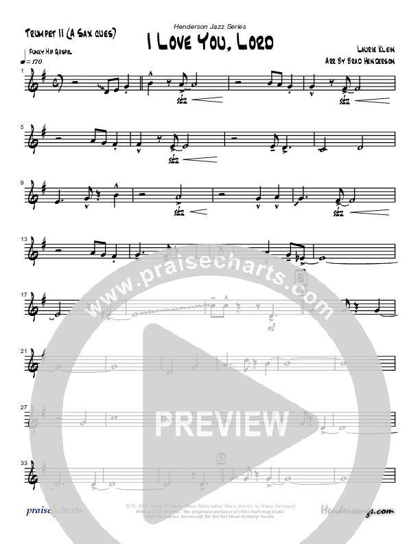 I Love You Lord (Instrumental) Trumpet 2 (Brad Henderson)