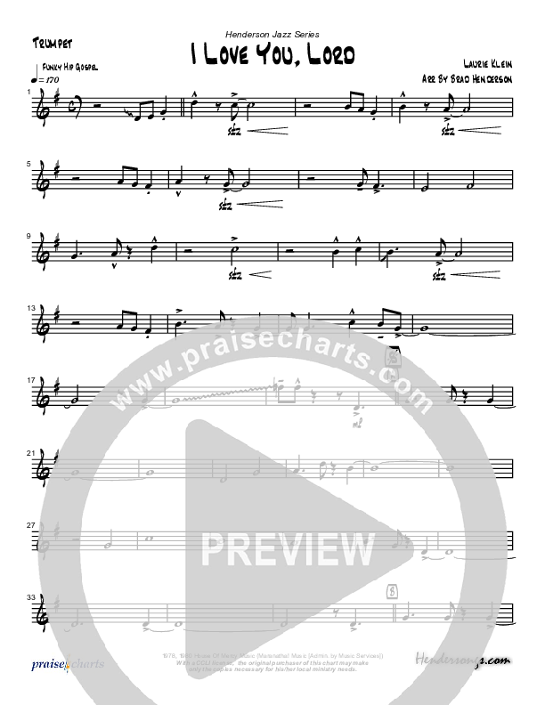 I Love You Lord (Instrumental) Trumpet (Brad Henderson)