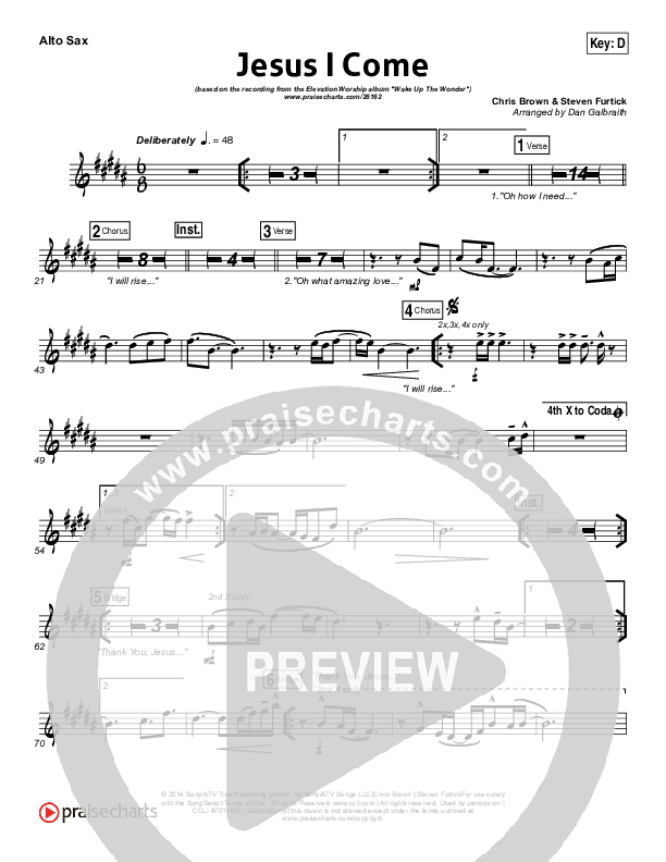 Jesus I Come Alto Sax (Elevation Worship)