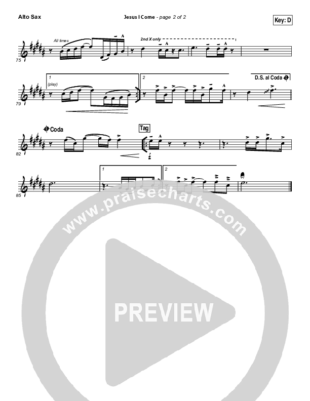 Jesus I Come Alto Sax (Elevation Worship)