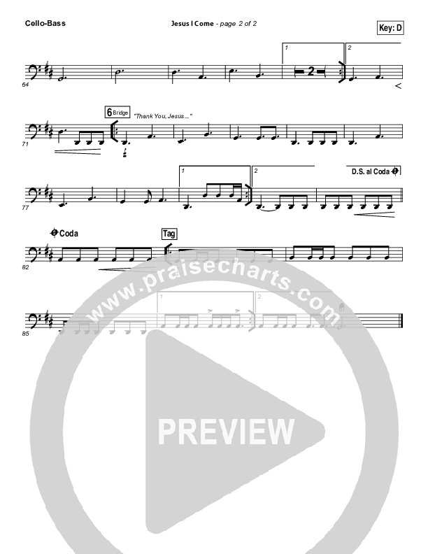 Jesus I Come Cello/Bass (Elevation Worship)