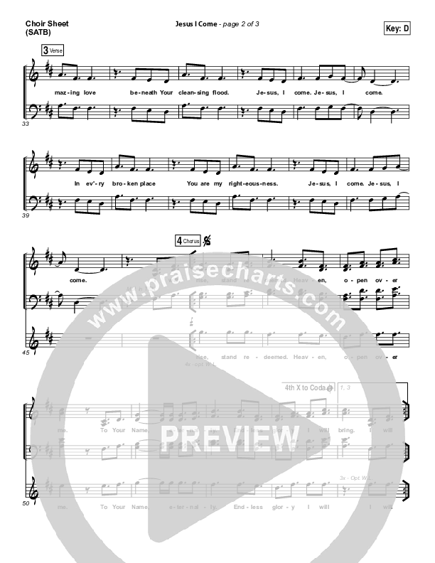 Jesus I Come Choir Sheet (SATB) (Elevation Worship)