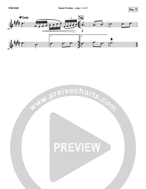 Jesus I Come Clarinet (Elevation Worship)