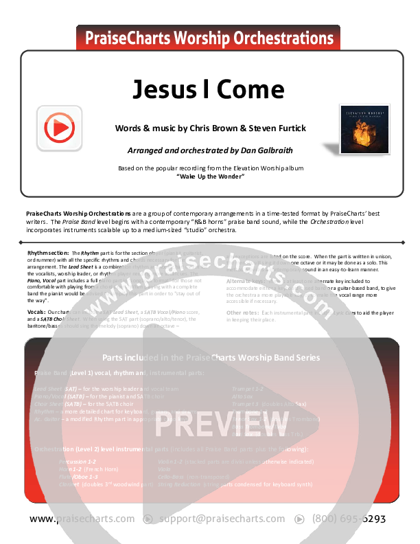 Jesus I Come Cover Sheet (Elevation Worship)