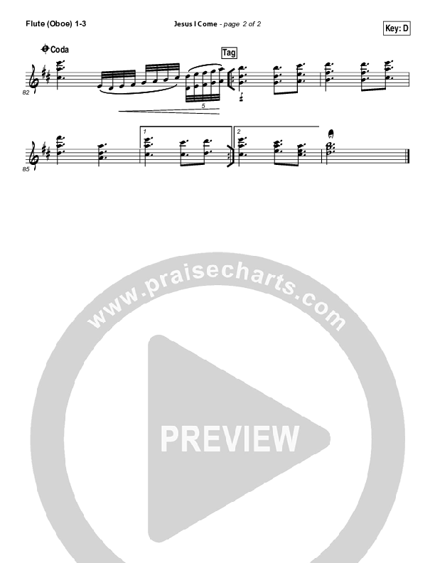 Jesus I Come Flute/Oboe 1/2/3 (Elevation Worship)