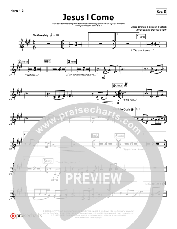 Jesus I Come French Horn 1/2 (Elevation Worship)