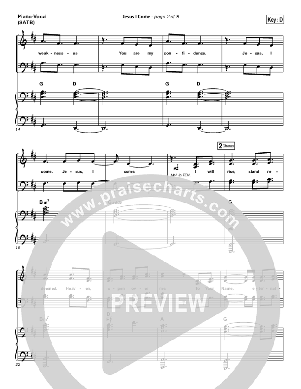 Jesus I Come Piano/Vocal Pack (Elevation Worship)