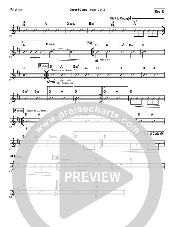 Jesus I Come Rhythm Chart (Elevation Worship)