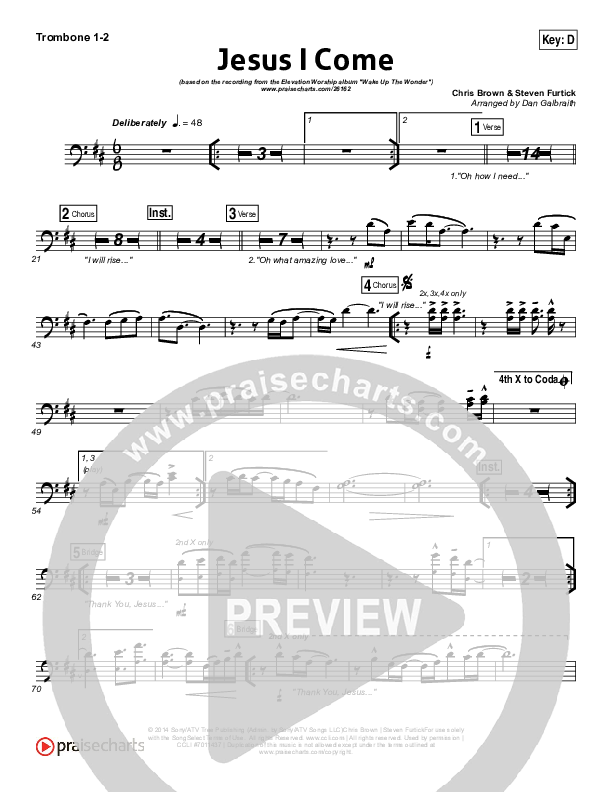 Jesus I Come Trombone 1/2 (Elevation Worship)