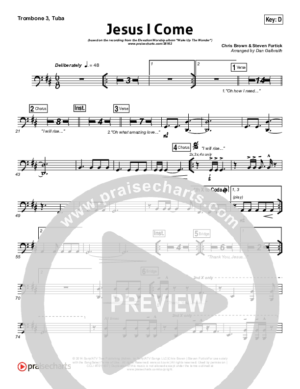 Jesus I Come Trombone 3/Tuba (Elevation Worship)