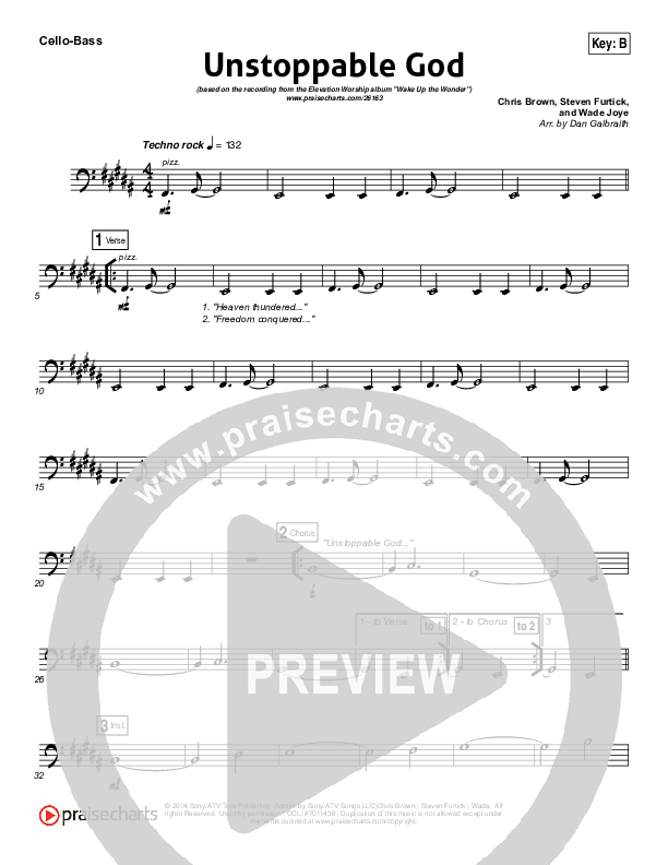 Unstoppable God Cello/Bass (Elevation Worship)