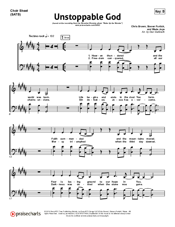 Unstoppable God Choir Sheet (SATB) (Elevation Worship)
