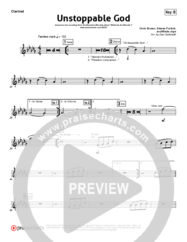 Unstoppable God Clarinet (Elevation Worship)