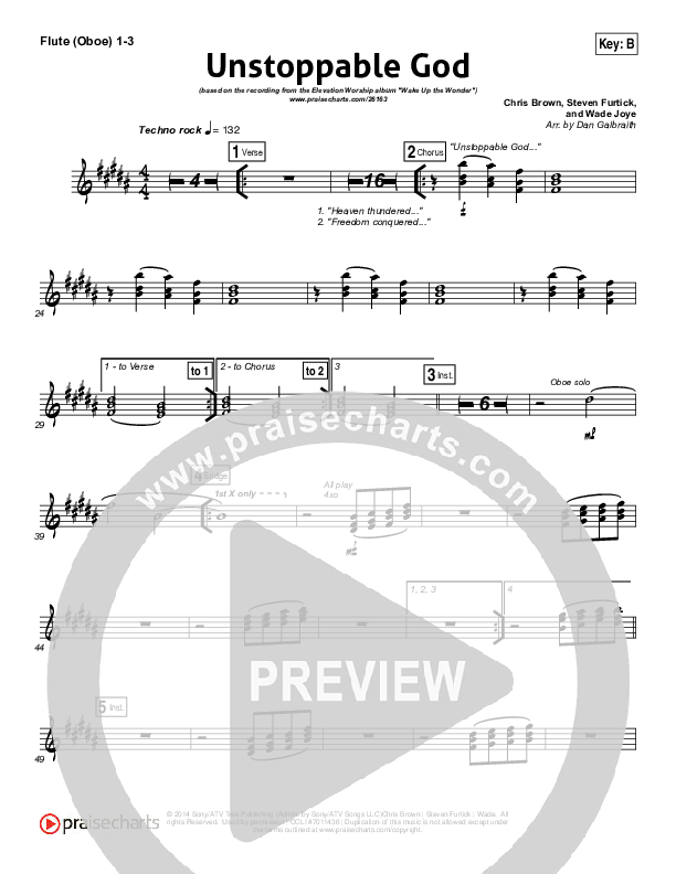 Unstoppable God Flute/Oboe 1/2/3 (Elevation Worship)