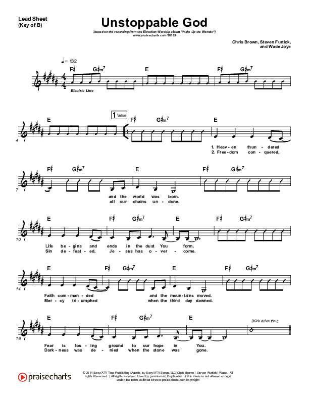 Unstoppable God Lead Sheet (Melody) (Elevation Worship)