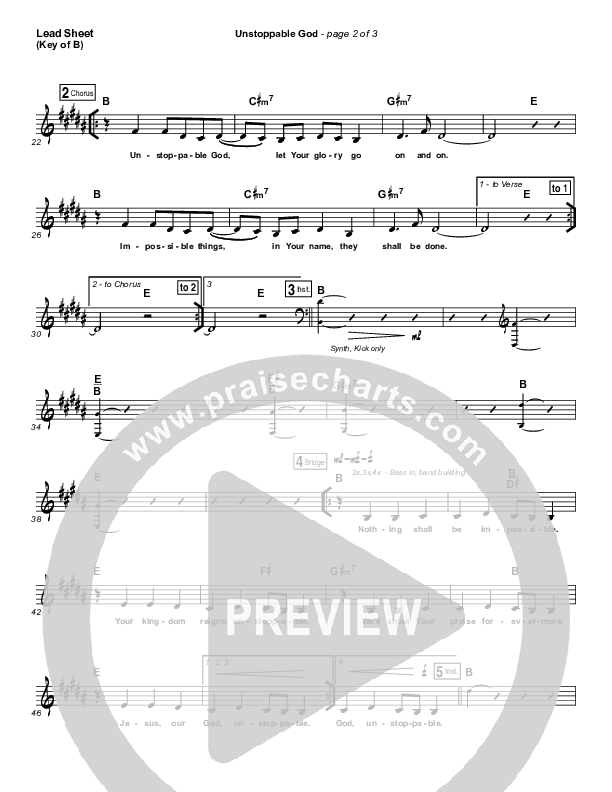 Unstoppable God Lead Sheet (Melody) (Elevation Worship)