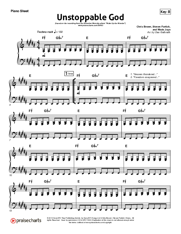 Unstoppable God Piano Sheet (Elevation Worship)