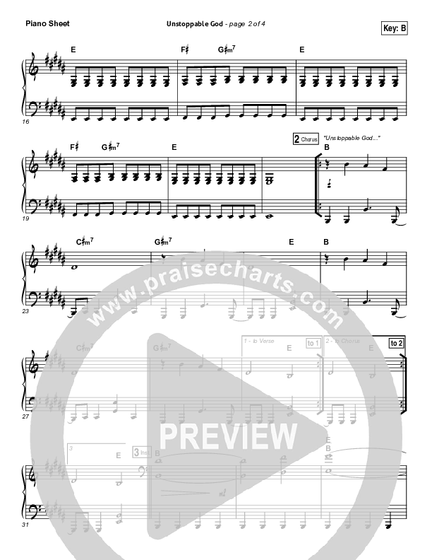 Unstoppable God Piano Sheet (Elevation Worship)