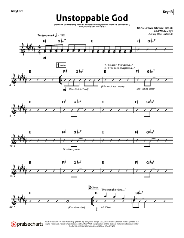 Unstoppable God Rhythm Chart (Elevation Worship)