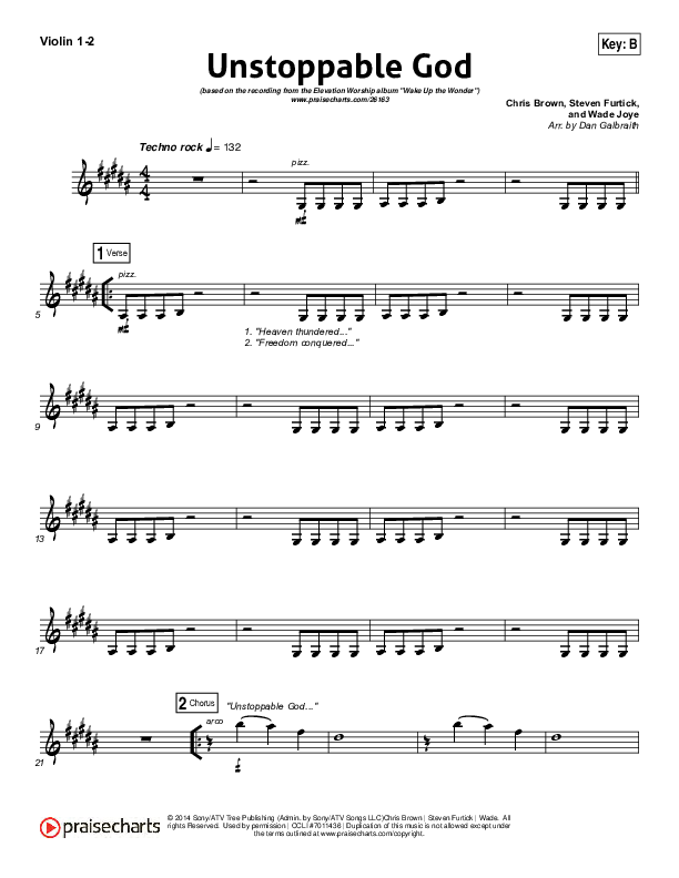 Unstoppable God Violin Sheet Music PDF (Elevation Worship) PraiseCharts