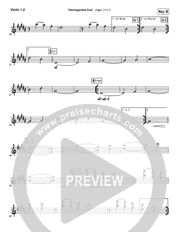 Unstoppable God Violin 1/2 (Elevation Worship)