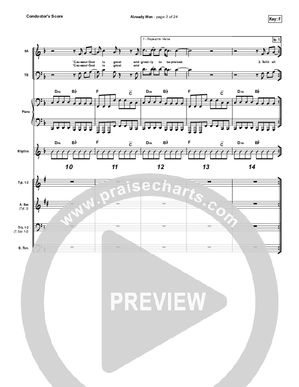 Already Won Conductor's Score (Elevation Worship)