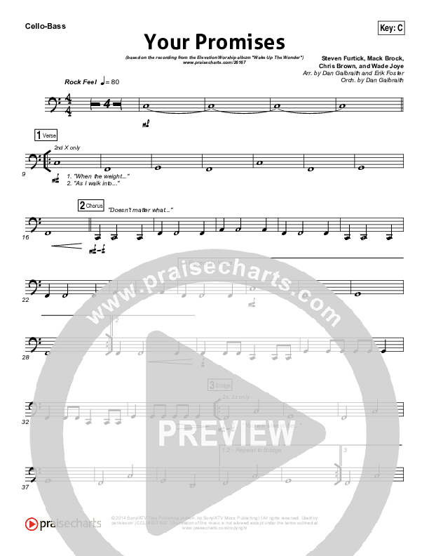 Your Promises Cello/Bass (Elevation Worship)