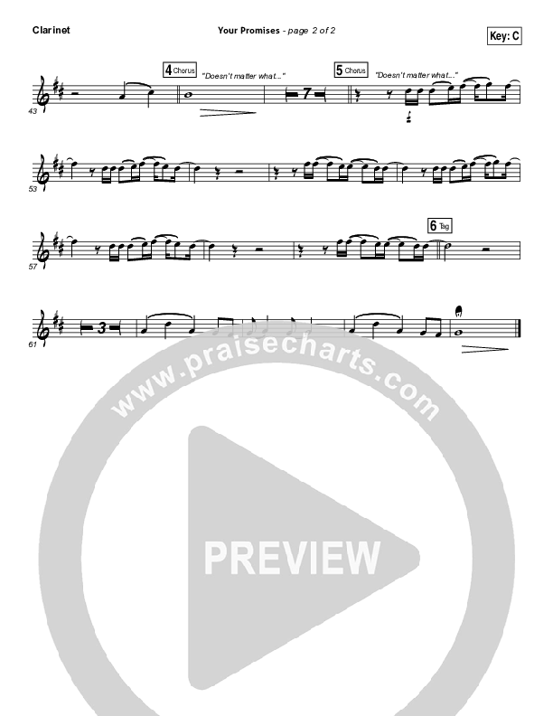 Your Promises Clarinet (Elevation Worship)