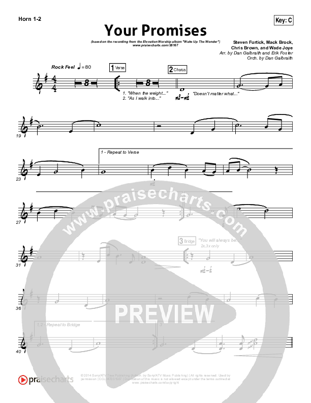 Your Promises French Horn 1/2 (Elevation Worship)