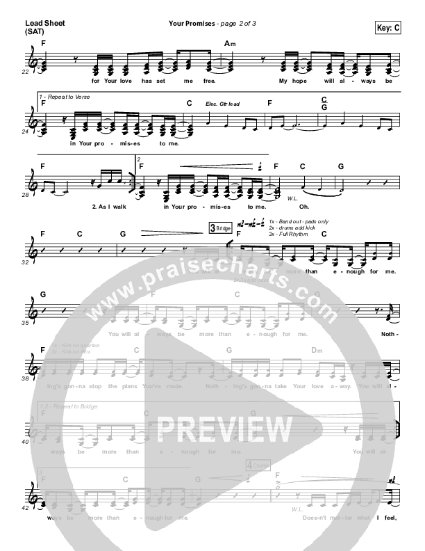 Your Promises Lead Sheet (SAT) (Elevation Worship)