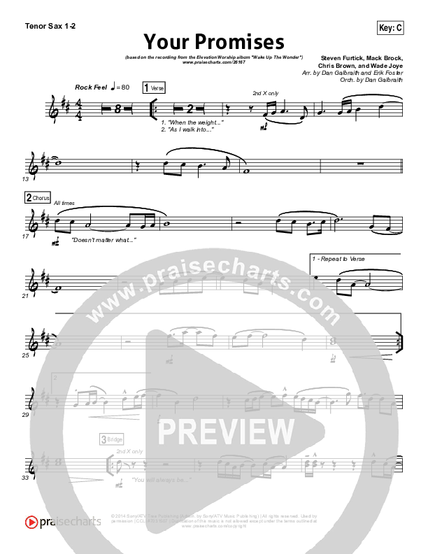 Your Promises Tenor Sax 1/2 (Elevation Worship)