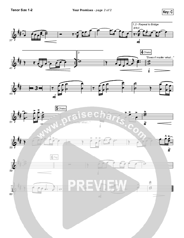 Your Promises Tenor Sax 1/2 (Elevation Worship)