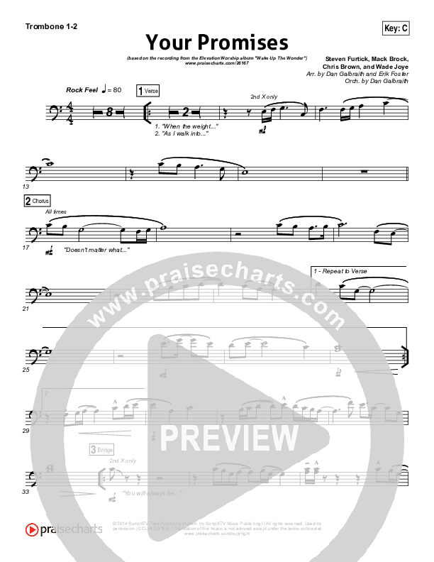 Your Promises Trombone 1/2 (Elevation Worship)