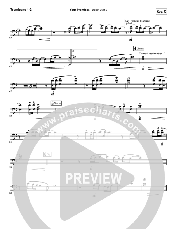 Your Promises Trombone 1/2 (Elevation Worship)