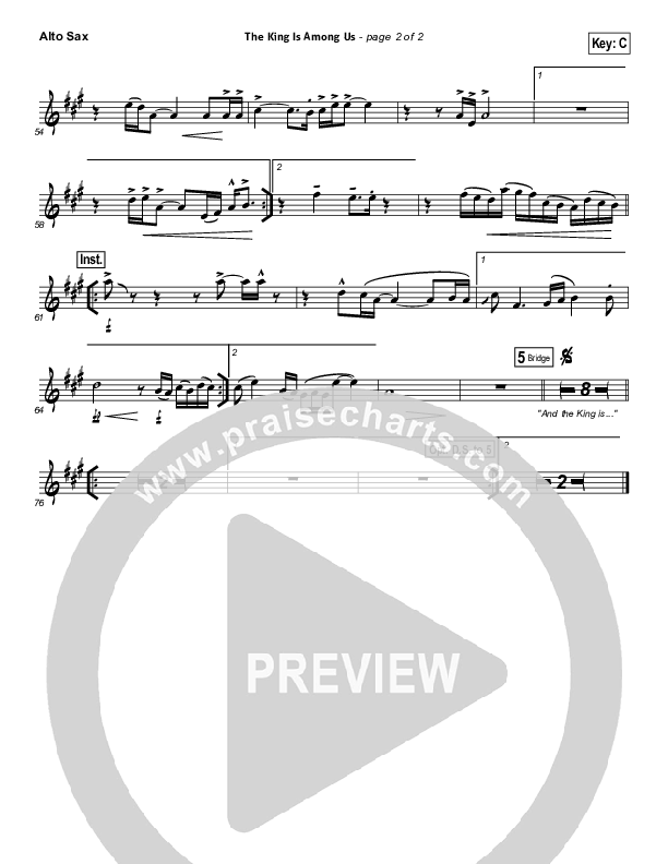 The King Is Among Us Alto Sax (Elevation Worship)