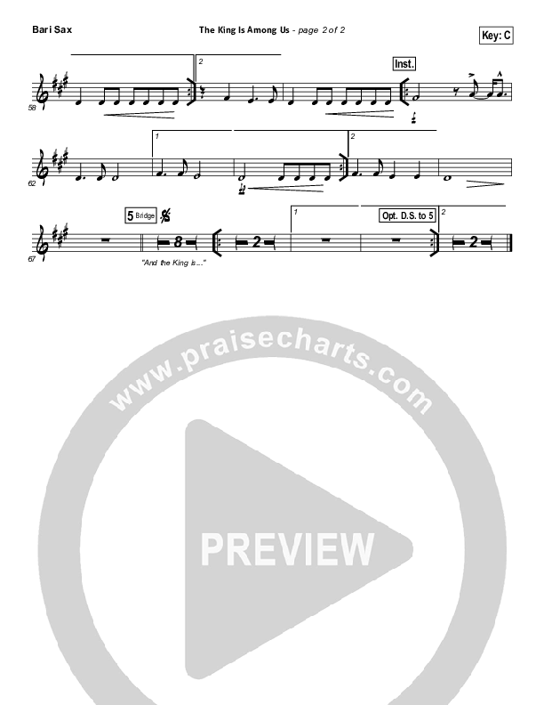 The King Is Among Us Bari Sax (Elevation Worship)