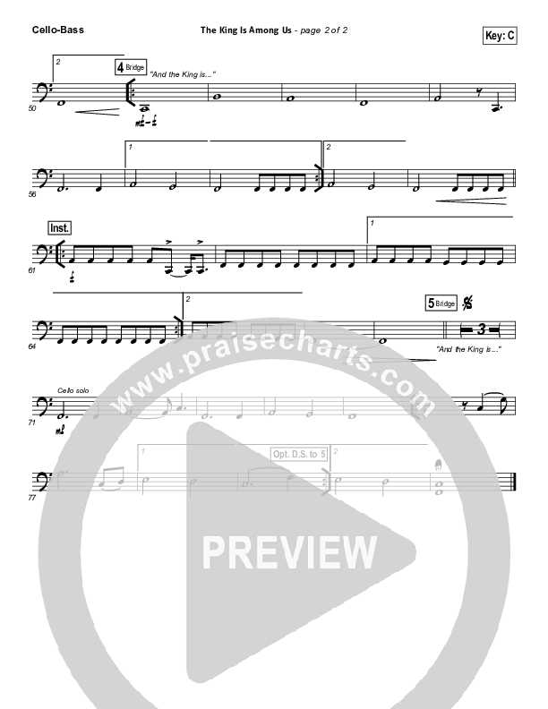 The King Is Among Us Cello/Bass (Elevation Worship)