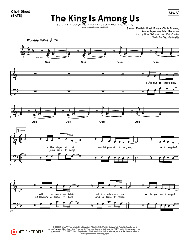 The King Is Among Us Choir Sheet (SATB) (Elevation Worship)