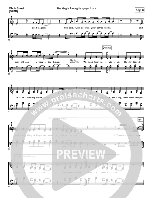 The King Is Among Us Choir Sheet (SATB) (Elevation Worship)