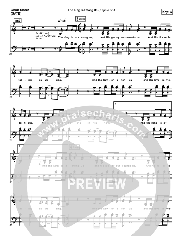 The King Is Among Us Choir Sheet (SATB) (Elevation Worship)