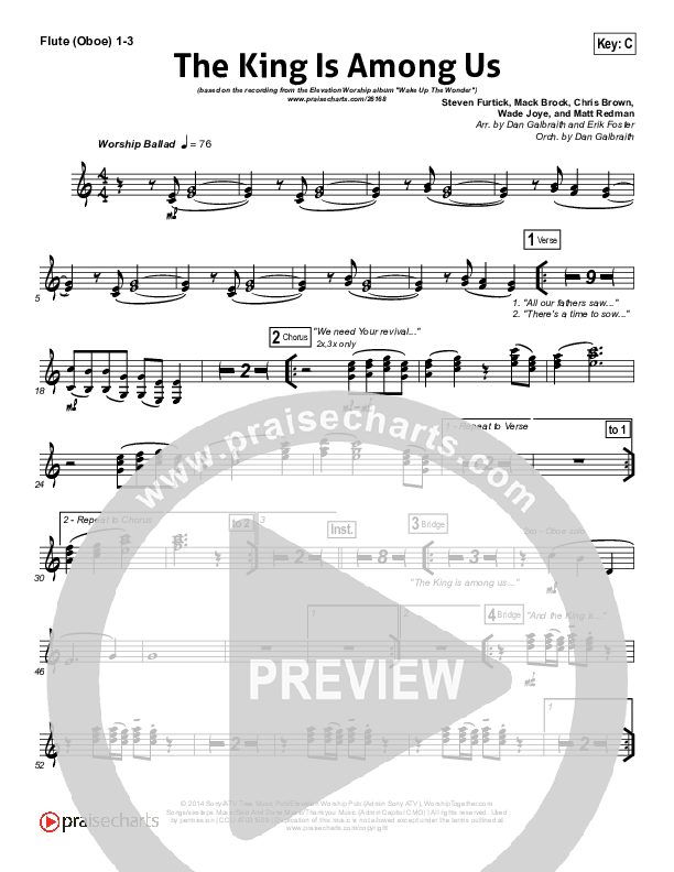 The King Is Among Us Flute/Oboe 1/2/3 (Elevation Worship)