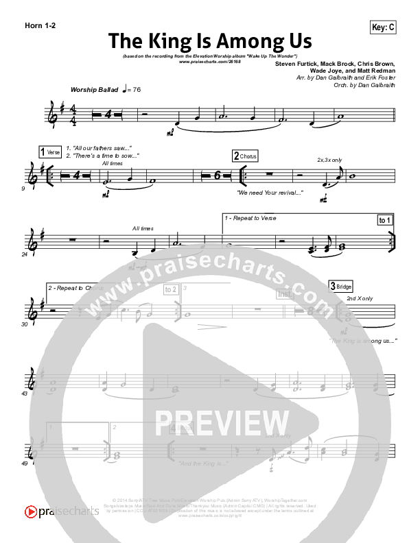 The King Is Among Us French Horn 1/2 (Elevation Worship)