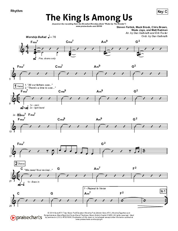 The King Is Among Us Rhythm Chart (Elevation Worship)