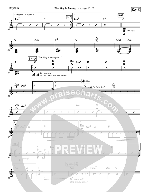The King Is Among Us Rhythm Chart (Elevation Worship)