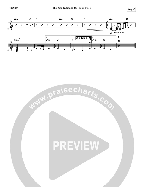 The King Is Among Us Rhythm Chart (Elevation Worship)