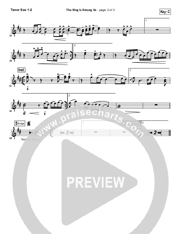 The King Is Among Us Tenor Sax 1/2 (Elevation Worship)