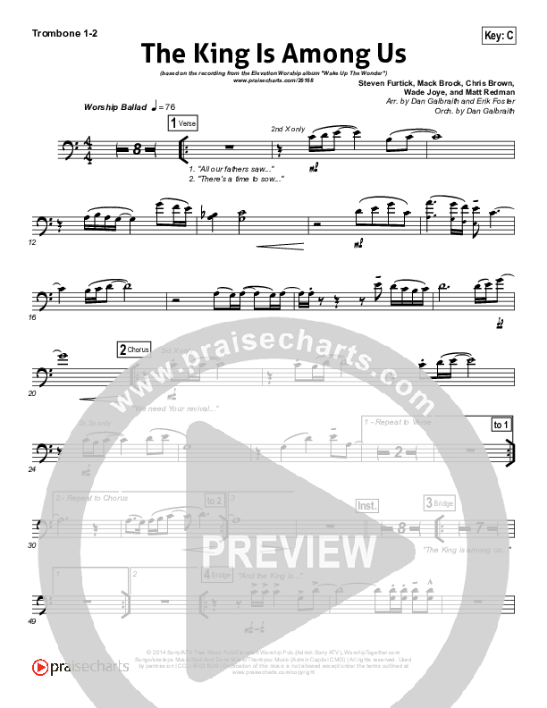 The King Is Among Us Trombone 1/2 (Elevation Worship)